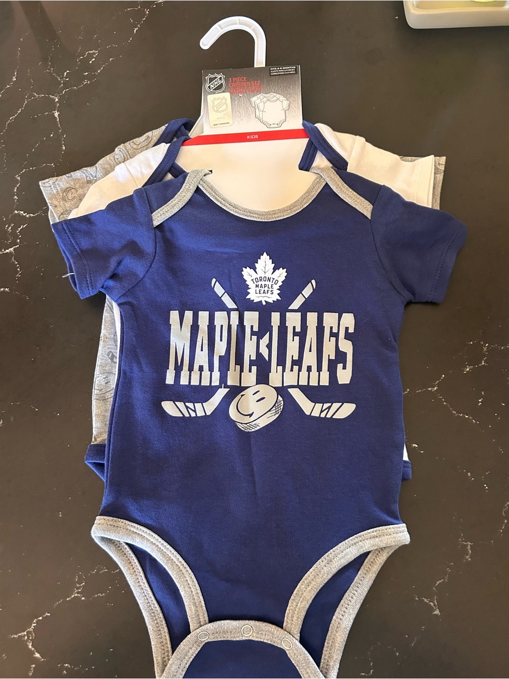 NHL Toronto Maple Leafs Baby Bodysuit - Blue with Gray Trim